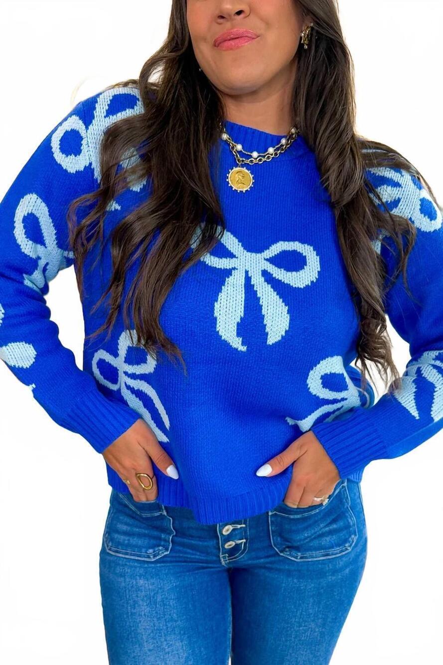 NEW PANACHE APPAREL royal wrapped cozy knit sweater in blue
